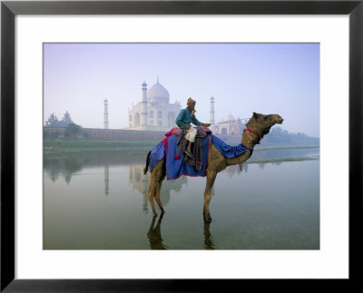 Camel By The Yamuna River With The Taj Mahal Behind, Agra, Uttar Pradesh State, India by Gavin Hellier Pricing Limited Edition Print image
