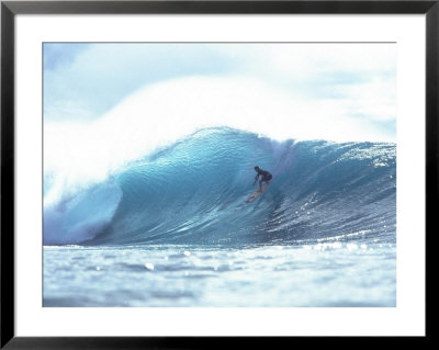 Surfer Surfing In Curl Of Wave, Hawaii by Vince Cavataio Pricing Limited Edition Print image