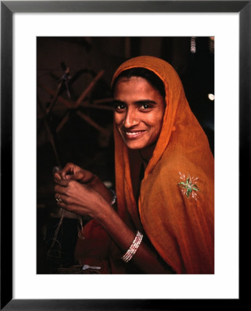 Portrait Of Woman Working In Carpet Factory, Jaipur, Rajasthan, India by Richard I'anson Pricing Limited Edition Print image