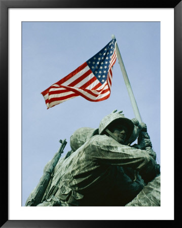 Close View Of The Iwo Jima Monument Looking Straight Up At The Flag by Stephen St. John Pricing Limited Edition Print image