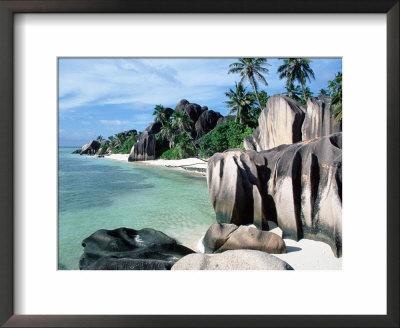 Rocky Coast And Beach, La Digue, Anse Source D'argent, Seychelles by Reinhard Pricing Limited Edition Print image
