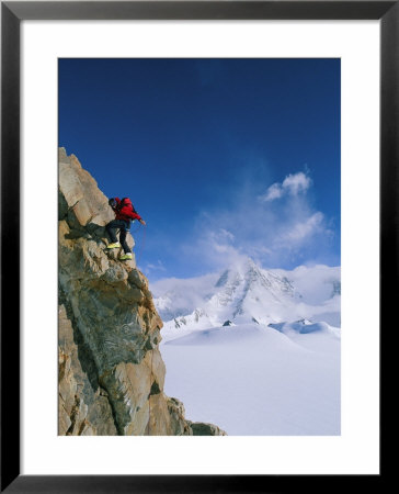 A Man Clings To The Side Of 2850 Meter Mount Bearskin by Gordon Wiltsie Pricing Limited Edition Print image