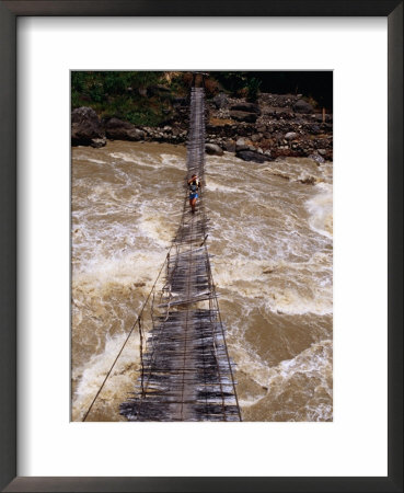 People Crossing Suspension Bridge Over Rapids Of Ballem River, Bailum Gorge, Irian Jaya, Indonesia by Karl Lehmann Pricing Limited Edition Print image