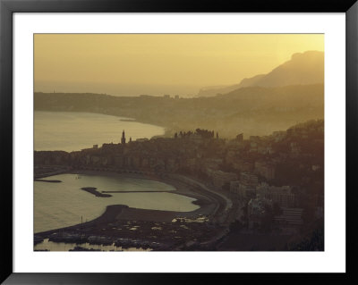 Town Of Menton, France, On The Mediterranean, At Dusk by George F. Mobley Pricing Limited Edition Print image