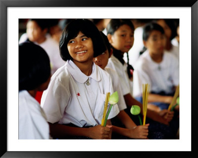 Seated Girls At Wai Kru Ceremony, Bangkok, Thailand by Alain Evrard Pricing Limited Edition Print image