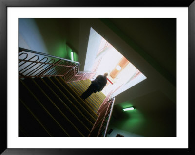 Walking Down Stairs At Union Station, Los Angeles, California, Usa by Ray Laskowitz Pricing Limited Edition Print image