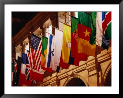Flags On Publishing Society Building, Boston, Massachusetts, Usa by Lou Jones Pricing Limited Edition Print image