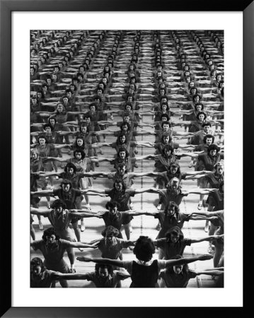 Large Group Of Female New Hampshire University Students Prepare To Exercise by Alfred Eisenstaedt Pricing Limited Edition Print image