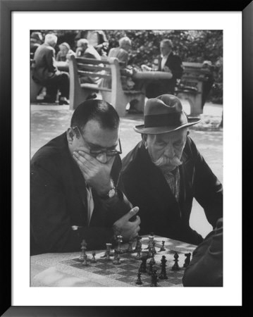 Men Playing Chess In Central Park by Leonard Mccombe Pricing Limited Edition Print image