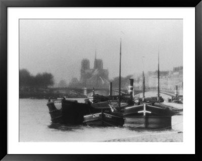 Vintage Image Of Boats In Harbor, Paris, France by R. P. Kingston Pricing Limited Edition Print image