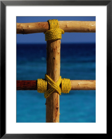 Close-Up Of A Railing At Beach In Cancun, Mexico by Angelo Cavalli Pricing Limited Edition Print image