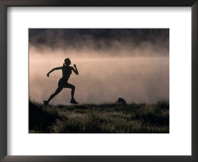 Silhouette Of Woman Trail Running, Co by Bob Winsett Pricing Limited Edition Print image