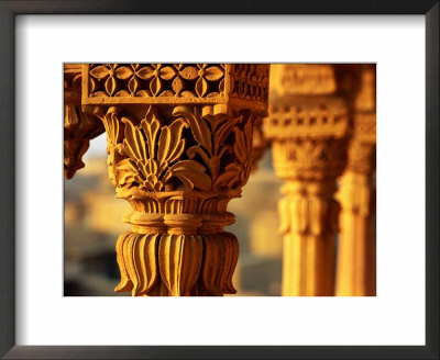 Detail Of Carved Sandstone Pillars On Patwon Ki Haveli, Jaisalmer, India by Anthony Plummer Pricing Limited Edition Print image