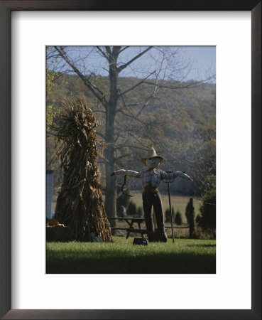 A Scarecrow Stands Guard Next To A Corn Shock by George F. Mobley Pricing Limited Edition Print image