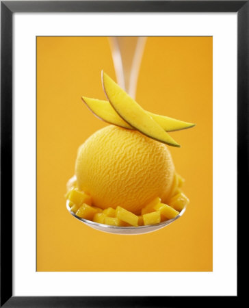 Mango Sorbet With Fresh Fruit On A Spoon by Marc O. Finley Pricing Limited Edition Print image