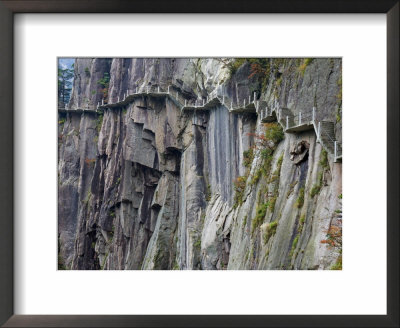 Footpath By Rock Face, Xihai (West Sea) Valley, Mount Huangshan (Yellow Mountain), Anhui Province by Jochen Schlenker Pricing Limited Edition Print image
