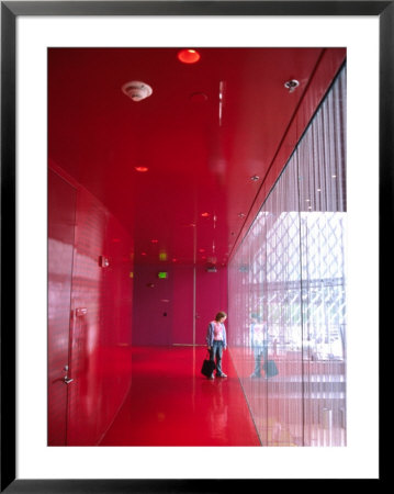 Red Screened Balcony In The Central Library, Seattle, Washington, Usa by Charles Crust Pricing Limited Edition Print image