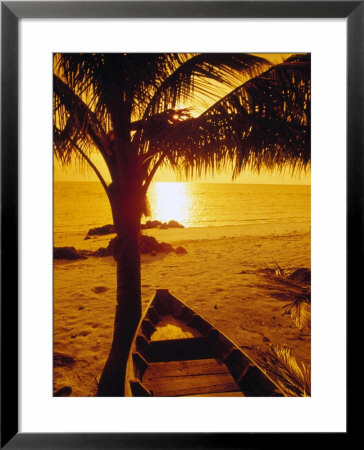 Fishing Boat Under Palm Tree, Sunset, Kho Samui by Kevin Law Pricing Limited Edition Print image