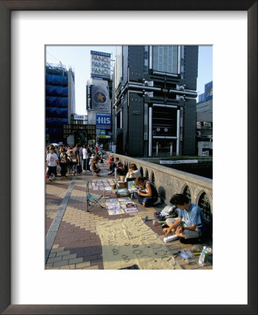 Pedestrian Bridge With Street Traders On The Dotombori River In Minami, Osaka, Japan by Robert Francis Pricing Limited Edition Print image