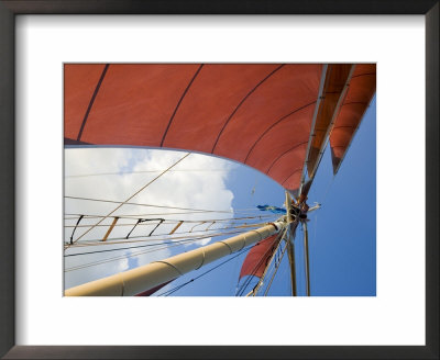 Red Sails On Sailboat That Takes Tourists Out For Sunset Cruise, Key West, Florida, Usa by Robert Harding Pricing Limited Edition Print image