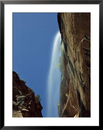 Waterfall In Zion Canyon, Zion National Park, Utah, Usa by Jerry Ginsberg Pricing Limited Edition Print image