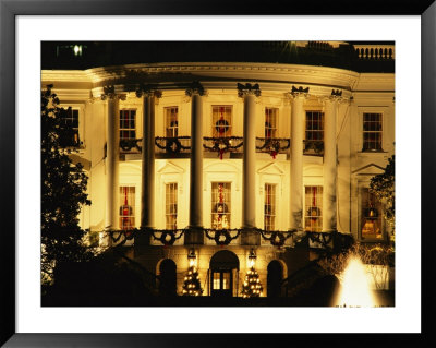 The White House South Portico Is Ablaze With Light During The Christmas Holiday by Sisse Brimberg Pricing Limited Edition Print image