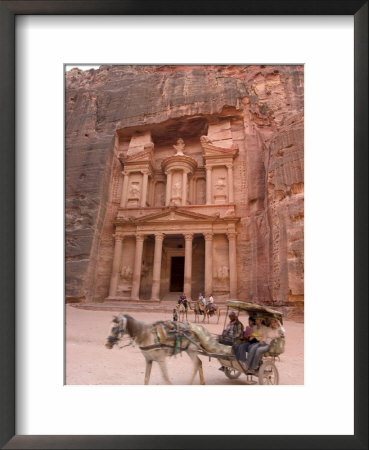 Horse And Carriage In Front Of The Treasury (Al-Khazneh), Petra, Unesco World Heritage Site, Jordan by Christian Kober Pricing Limited Edition Print image