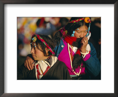 Two Tibetan Women In Traditional Dress, Lhasa, Tibet, China, Asia by Gavin Hellier Pricing Limited Edition Print image