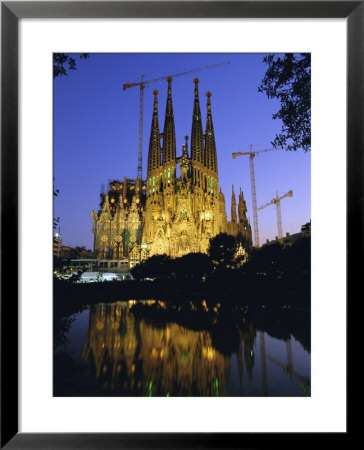 Gaudi Church Architecture, La Sagrada Familia Cathedral At Night, Barcelona, Catalunya, Spain by Gavin Hellier Pricing Limited Edition Print image