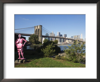 Brooklyn Bridge And Manhattan Skyline With Modern Artwork In The Foregound, New York City, Usa by Amanda Hall Pricing Limited Edition Print image