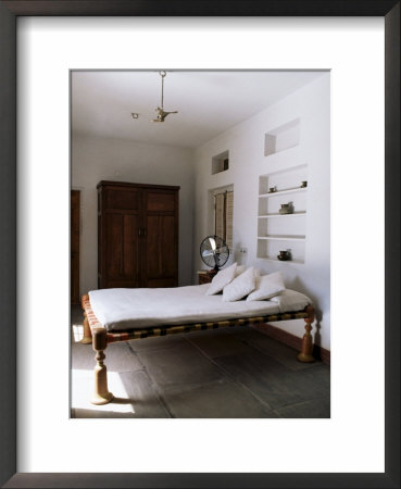 Bedroom With Traditional Low Slung Bed Or Charpoy In A Home In Amber, Near Jaipur, India by John Henry Claude Wilson Pricing Limited Edition Print image