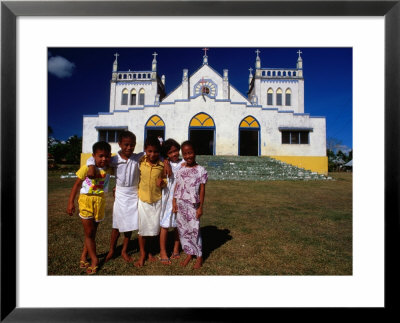Group Of Children Outside Vaiusu Catholic Church, Upolu, Samoa by Peter Hendrie Pricing Limited Edition Print image