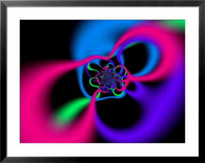 Abstract Pink, Blue And Green Patterns On Black Background by Albert Klein Pricing Limited Edition Print image
