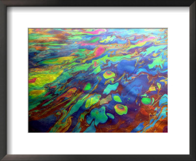 Oil On Water Rainbow Effect Caused By Varying Thickness Of Oil Film On Water, Defracts Light by David M. Dennis Pricing Limited Edition Print image