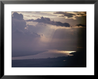 Aerial View Of Sunlight Through The Clouds Over The Ohio River by Kenneth Garrett Pricing Limited Edition Print image