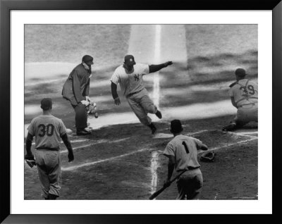 Yankees Baseball Player Yogi Berra Scoring During The 4Th Inning Of The World Series Games by Ralph Morse Pricing Limited Edition Print image