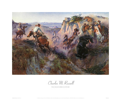 The Wild Horse Hunters by Charles Marion Russell Pricing Limited Edition Print image