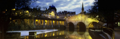 Reflection Of A Bridge In Water, Pulteney Bridge, River Avon, Bath, Somerset, England by Panoramic Images Pricing Limited Edition Print image