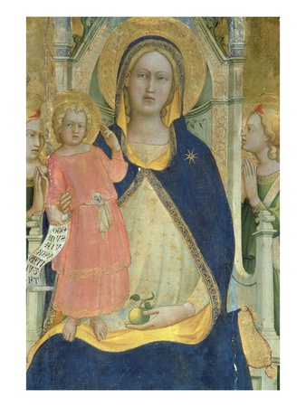 Madonna And Child Enthroned With Saints, Detail Showing The Madonna And Child, Polytych, 1413 by Lorenzo Monaco Pricing Limited Edition Print image
