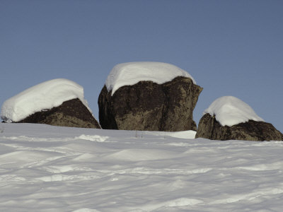 Trio Of Snow-Covered Rocks by Tom Murphy Pricing Limited Edition Print image