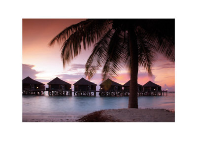 Water Villas At Sunset, Kuredu, Maldives by Tom Mackie Pricing Limited Edition Print image