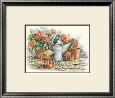 Watering Can And Geraniums by Peggy Thatch Sibley Pricing Limited Edition Print image