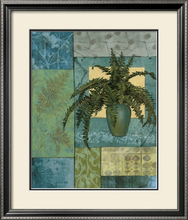 Aqua Blue Fern Collage by T. C. Chiu Pricing Limited Edition Print image