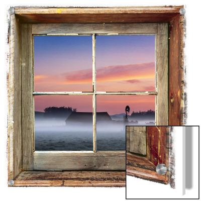 Farmyard Sunrise Viewed Through An Old Window Frame by D.M. Pricing Limited Edition Print image