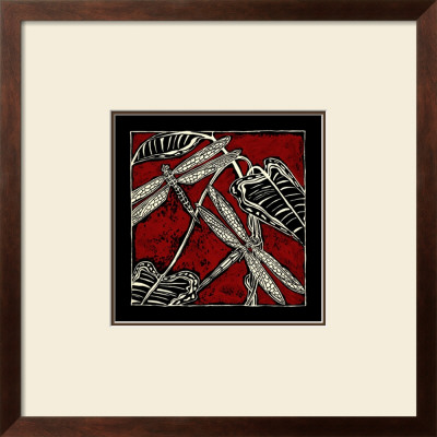 Dragonfly Woodblock In Red I by Chariklia Zarris Pricing Limited Edition Print image