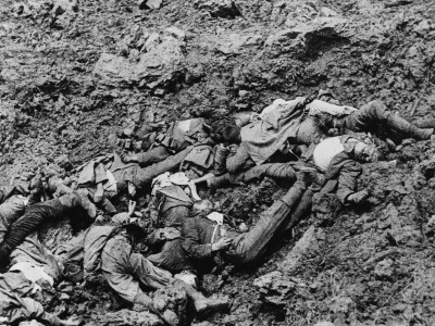 German Dead Lie In A Shell Hole Somewhere Between Carnoy And Montauban by Robert Hunt Pricing Limited Edition Print image