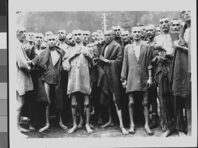 Starved Prisoners, Nearly Dead From Hunger, Posing In Concentration Camp by A. E. Samuelson Pricing Limited Edition Print image