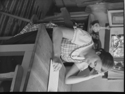 Wife Of Playwright/Poet Carl Zuckmayer Sitting At Table And Writing, At Home by Alfred Eisenstaedt Pricing Limited Edition Print image