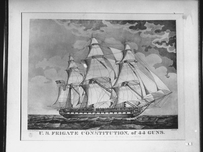 A Lithograph Of The Constitution Frigate Under Full Sail by George Strock Pricing Limited Edition Print image
