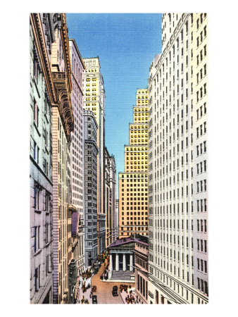 Broad, Wall And Nassau Streets, New York City, 1920S by George Cruikshank Pricing Limited Edition Print image